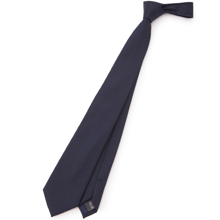 BLACK LINE】シルクブレンドドットネクタイ 7.5cm幅/ネイビー（B26AM