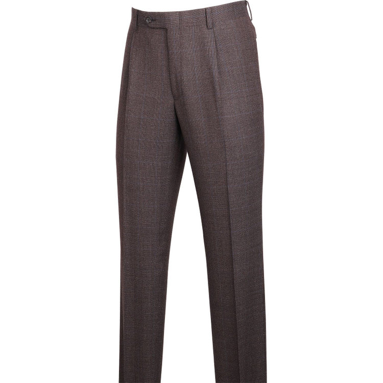 スーツセレクト 【発送在庫あり】【CLASSICO TAPERED】【秋冬】2釦シングルスーツ 1タック/ブラウン×グレンチェックオーバーペン/Ermenegildo Zegna ELECTA woven in italy ブラウン系(茶)