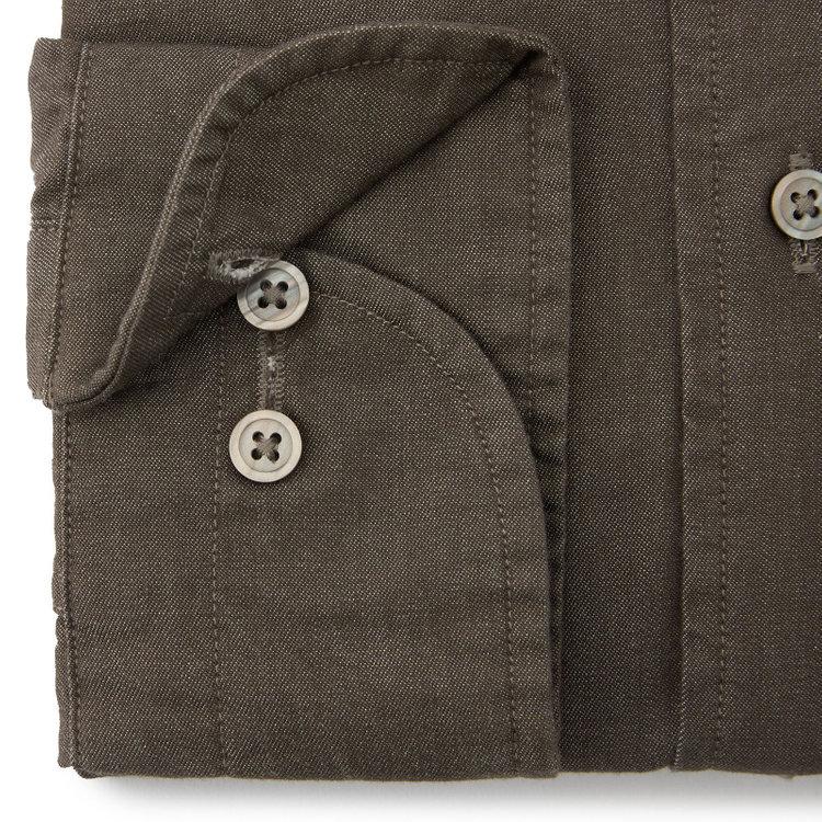 シルバーライン 【発送在庫あり】【CLASSICO TAPERED】ワイドカラーワイシャツ/ブラウン/インディゴ染 茶中間