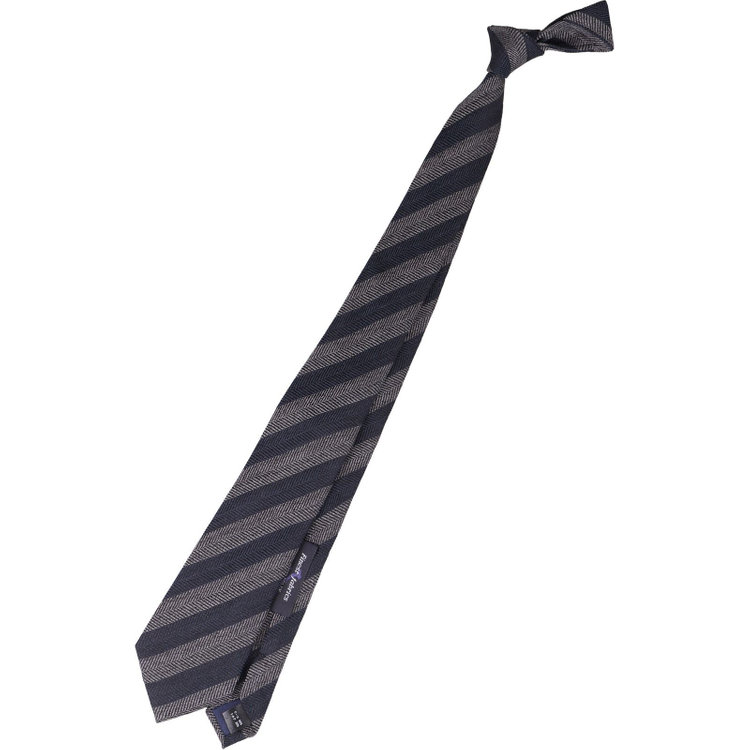 ブラックライン 【BL】シルクウールストライプネクタイ 7.5cm幅/ネイビー×グレー/Finest fabrics by COMO ITALY その他