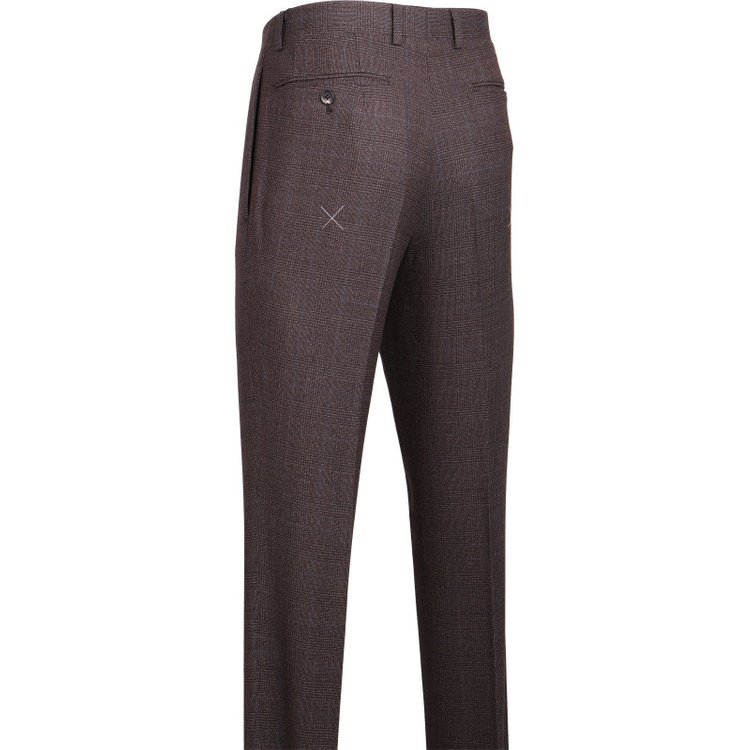 スーツセレクト 【発送在庫あり】【CLASSICO TAPERED】【秋冬】2釦シングルスーツ 1タック/ブラウン×グレンチェックオーバーペン/Ermenegildo Zegna ELECTA woven in italy ブラウン系(茶)