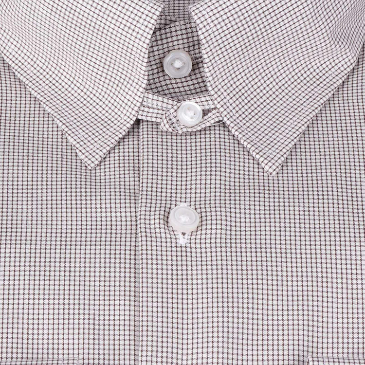 ブラックライン 【発送在庫あり】【BLACK LINE】【形態安定】タブカラードレスワイシャツ/ブラウン×チェック ブラウン系(茶)