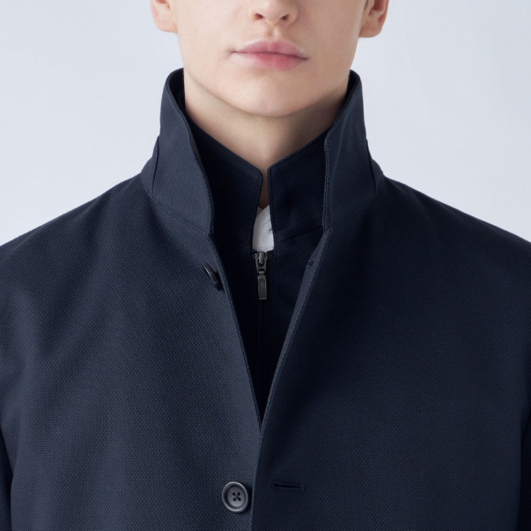 シルバーライン 【SL】レイヤードスタンドカラーコート/ネイビー/WATERPROOF 紺中間