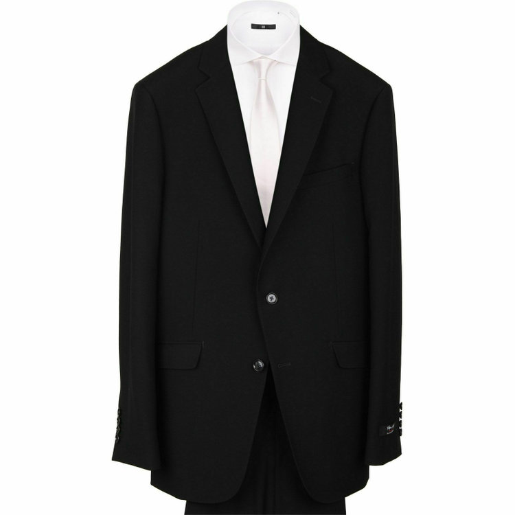 スーツセレクト 【WEB限定/OUTLET】【X】【年間】【フォーマル対応可】 2釦シングルスーツ 0タック/プレミアムブラック×ソリッド+Super100'S ブラック系(黒)