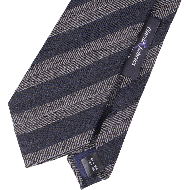 ブラックライン 【BL】シルクウールストライプネクタイ 7.5cm幅/ネイビー×グレー/Finest fabrics by COMO ITALY その他