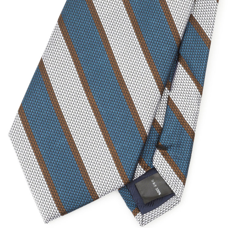 シルバーライン 【SILVER LINE】ストライプネクタイ 8.0cm幅/ネイビーブルー×ブラウン×シルバー その他