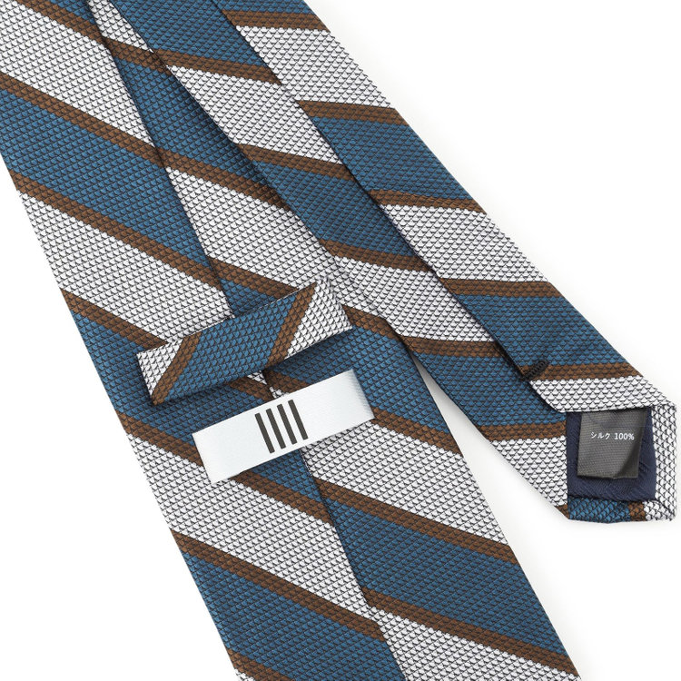 シルバーライン 【SILVER LINE】ストライプネクタイ 8.0cm幅/ネイビーブルー×ブラウン×シルバー その他