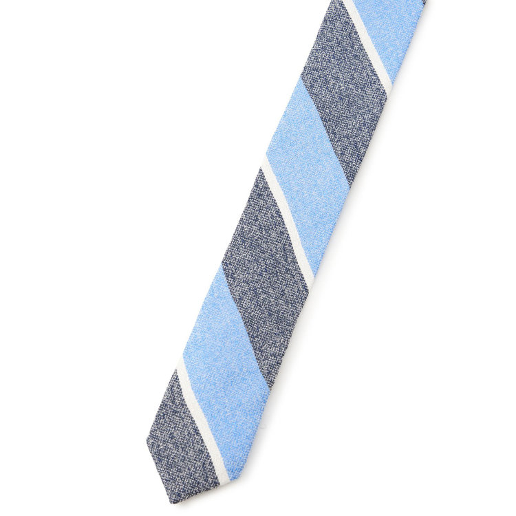 シルバーライン 【SILVER LINE】コットンシルクストライプネクタイ 8.5cm幅/ネイビー×ブルー/Finest fabrics by COMO ITALY その他