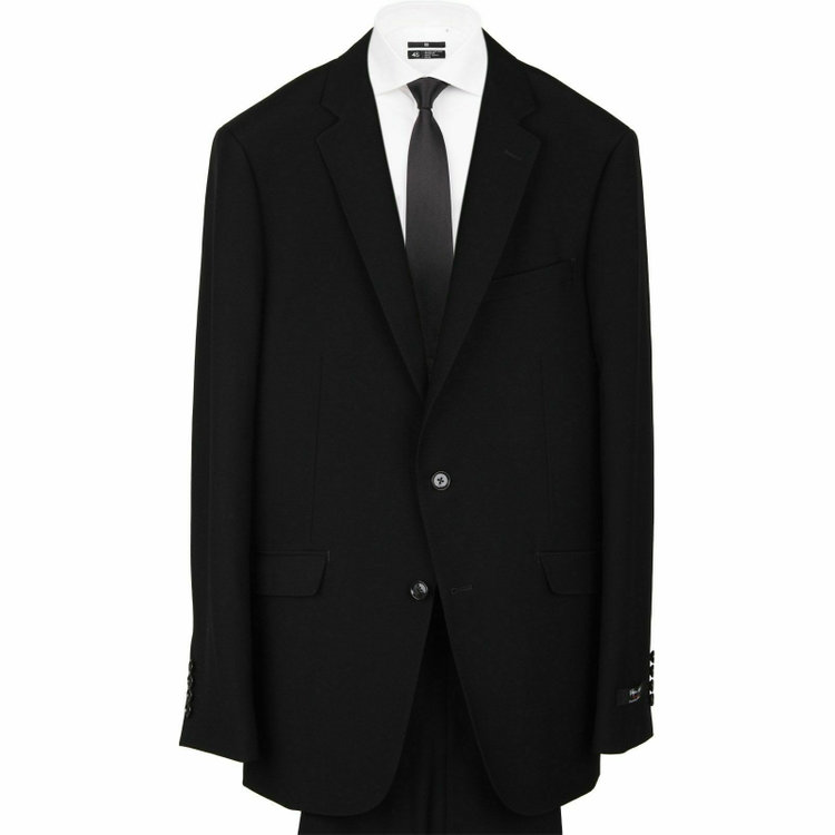 スーツセレクト 【WEB限定/OUTLET】【X】【年間】【フォーマル対応可】 2釦シングルスーツ 0タック/プレミアムブラック×ソリッド+Super100'S ブラック系(黒)