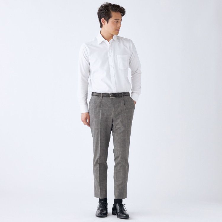 シルバーライン 【CLASSICO TAPERED】【春夏】1タックテーパードパンツ/グレー×チェック/ウエストムーブ/ウォッシャブル/4S SUSTAINABILITY&ECOLOGY FABRIC/※裾上げ済仕様 グレー中間