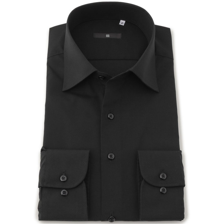 ブラックライン 【BLACK LINE】【形態安定】ワイドカラードレスワイシャツ/ブラック 黒