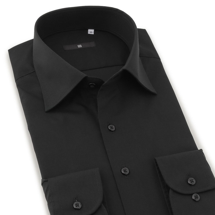 ブラックライン 【BLACK LINE】【形態安定】ワイドカラードレスワイシャツ/ブラック 黒