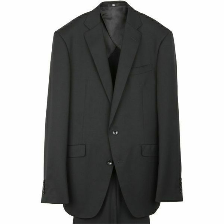 スーツセレクト 【WEB限定/OUTLET】【KSW】【年間】【フォーマル対応可】2釦シングルスーツ 0タック/ブラック×ソリッド+SUPER TOUGH 100'S ブラック系(黒)