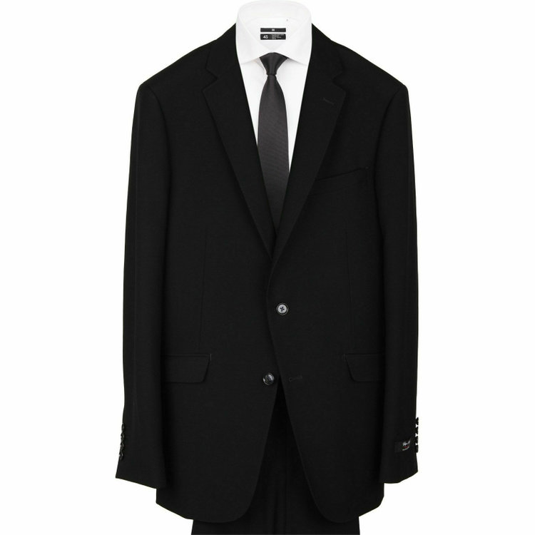 スーツセレクト 【WEB限定/OUTLET】【X】【年間】【フォーマル対応可】 2釦シングルスーツ 0タック/プレミアムブラック×ソリッド+Super100'S ブラック系(黒)