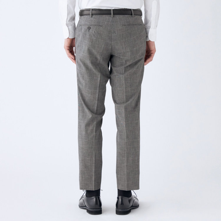 シルバーライン 【CLASSICO TAPERED】【春夏】1タックテーパードパンツ/グレー×チェック/ウエストムーブ/ウォッシャブル/4S SUSTAINABILITY&ECOLOGY FABRIC/※裾上げ済仕様 グレー中間