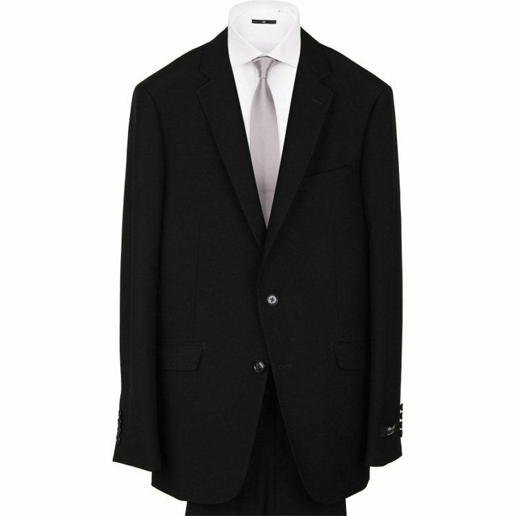 スーツセレクト 【WEB限定/OUTLET】【X】【年間】【フォーマル対応可】 2釦シングルスーツ 0タック/プレミアムブラック×ソリッド+Super100'S ブラック系(黒)