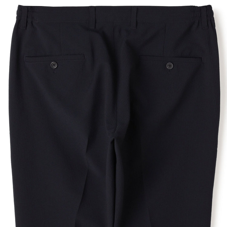 ソノタ 【発送在庫あり】【BLACK LINE】【春夏】0タックテーパードパンツ/ネイビー/ドローコード/ウエストシャーリング/※裾上げ済仕様 紺中間