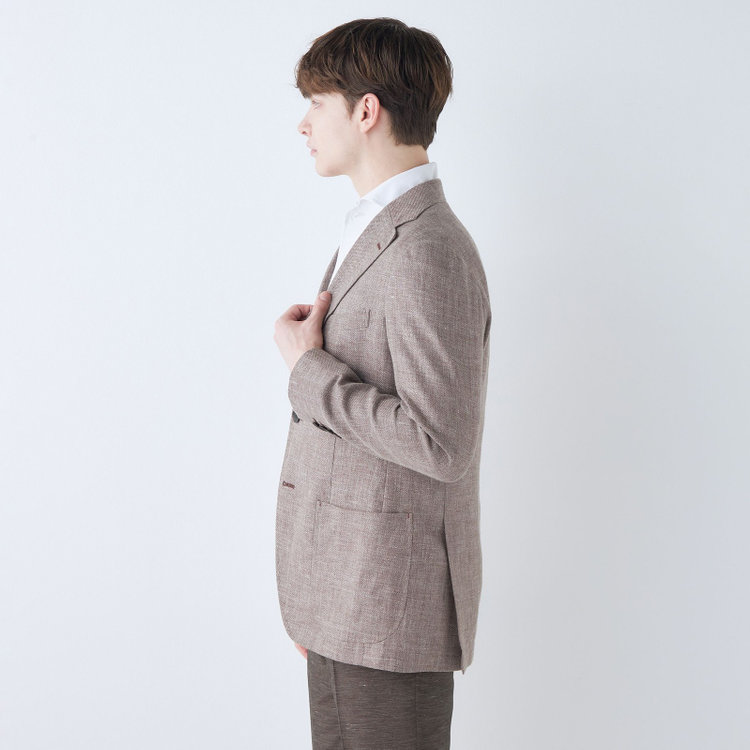 シルバーライン 【CLASSICO TAPERED】【春夏】リネンウール3釦段返りシングルジャケット/ベージュ/パッチポケット/MARZOTTO 茶淡色