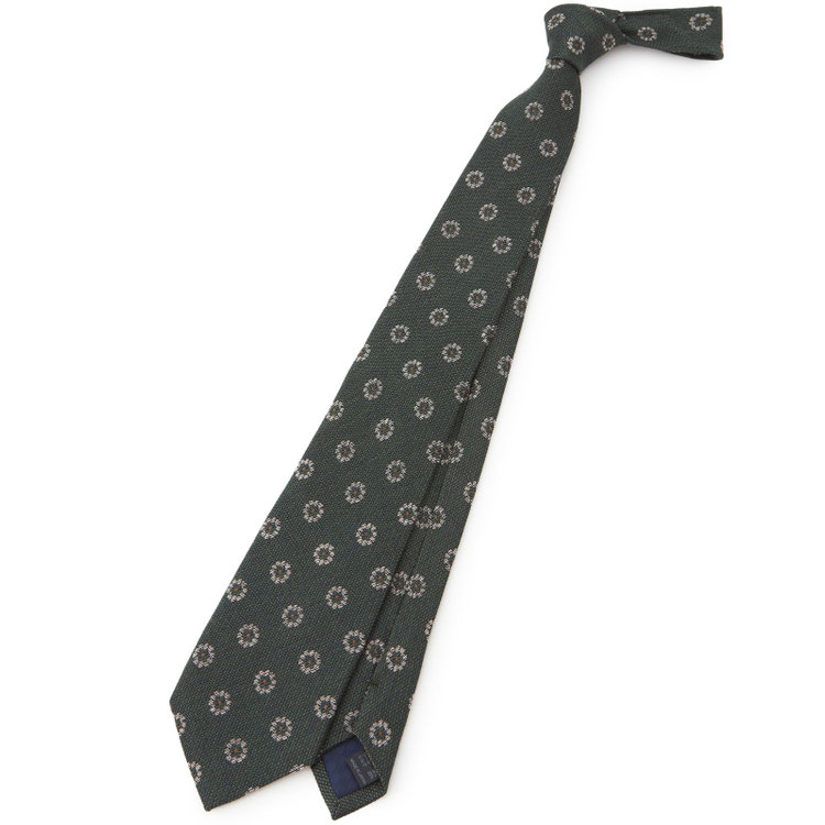 シルバーライン 【発送在庫あり】【SILVER LINE】コットンウールシルク小紋ネクタイ 8.5cm幅/グリーン/ITALIAN FABRICS その他