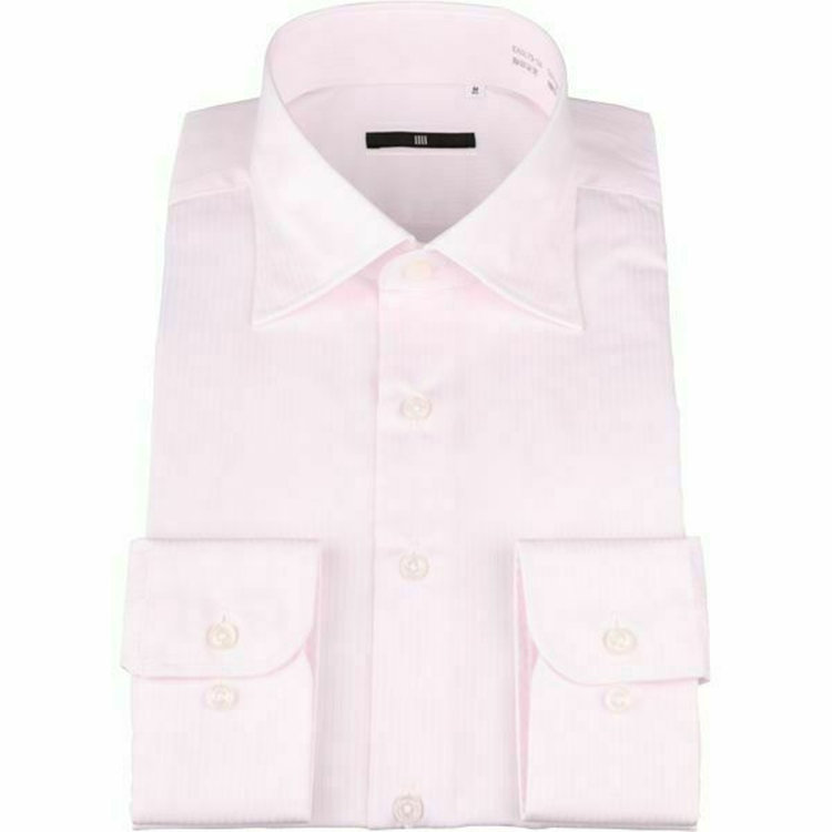 SUIT SELECT　アウトレット 【WEB限定/OUTLET/汚れ・キズ等有】【BL-3】【形態安定】ワイドカラードレスワイシャツ/ペールピンク×ドビーストライプ 赤淡色