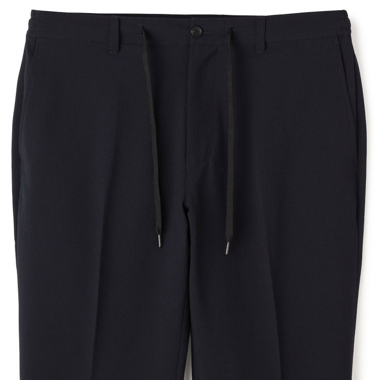 ソノタ 【発送在庫あり】【BLACK LINE】【春夏】0タックテーパードパンツ/ネイビー/ドローコード/ウエストシャーリング/※裾上げ済仕様 紺中間