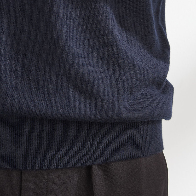 スーツセレクト 【RBC】【秋冬】ウールモックネックニットセーター/ネイビー/ZEGNA BARUFFA/マシンウォッシャブル 紺中間