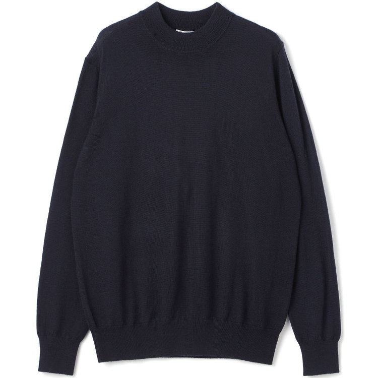 スーツセレクト 【RBC】【秋冬】ウールモックネックニットセーター/ネイビー/ZEGNA BARUFFA/マシンウォッシャブル 紺中間