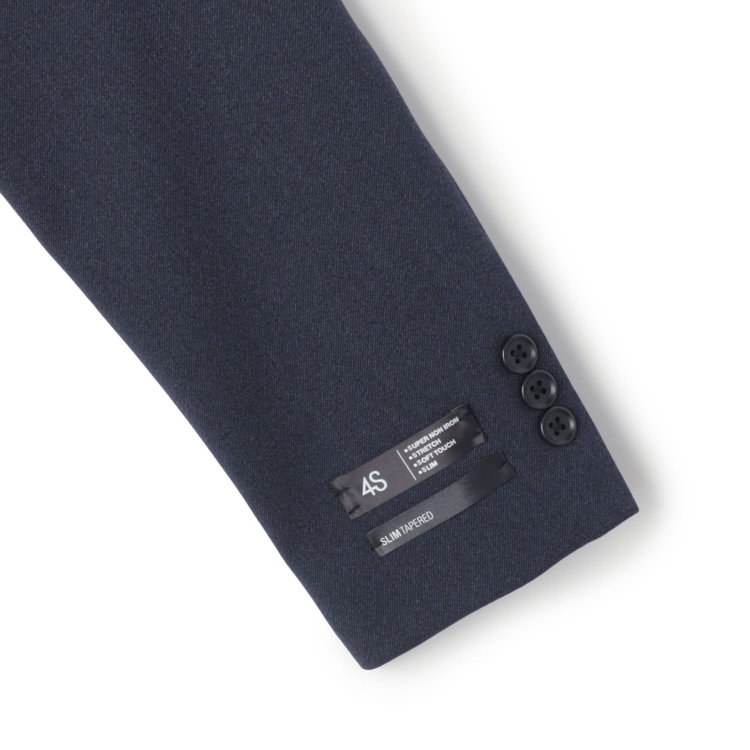 ブラックライン 【SLIM TAPERED_2】【年間】2釦シングルスーツ 0タック/ネイビー/ウエストシャーリング/4S/※パンツ裾上げ済仕様 紺濃色