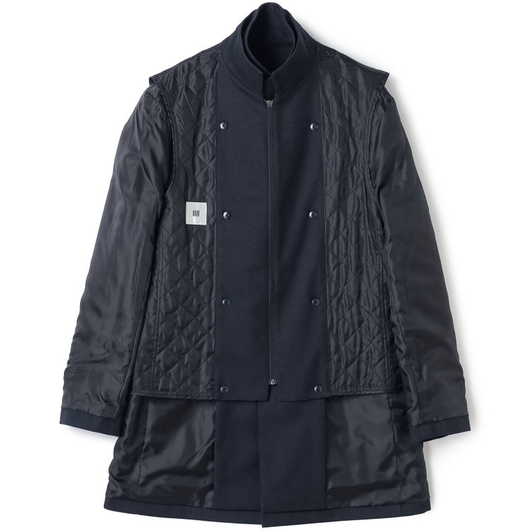 シルバーライン 【SL】レイヤードスタンドカラーコート/ネイビー/WATERPROOF 紺中間