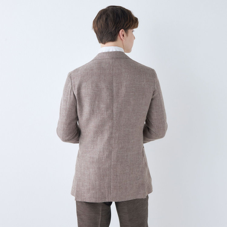 シルバーライン 【CLASSICO TAPERED】【春夏】リネンウール3釦段返りシングルジャケット/ベージュ/パッチポケット/MARZOTTO 茶淡色