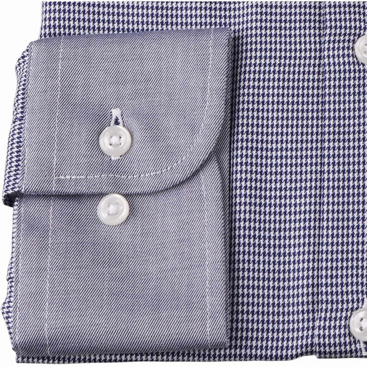 ブラックライン 【BLACK LINE】【形態安定】クレリックワイドカラードレスワイシャツ/襟袖口：ブルー+ブルー×ハウンドトゥース ブルー系(青)