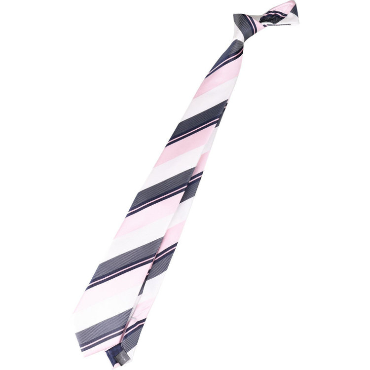SUIT SELECT　アウトレット 【WEB限定/OUTLET/汚れ・キズ等有】【BL】シルクストライプネクタイ 7.5cm幅/ピンク×ネイビー×ホワイト ピンク系(桃)