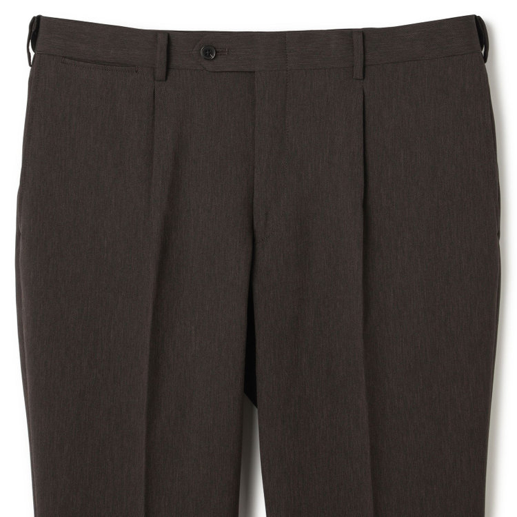 シルバーライン 【CLASSICO TAPERED】【春夏】1タックテーパードパンツ/ブラウン/ウエストムーブ仕様/4S SUSTAINABILITY&ECOLOGY FABRIC/※裾上げ済仕様 茶中間