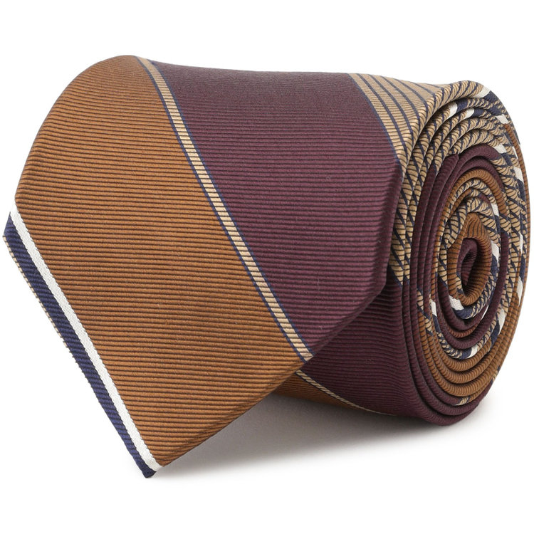 シルバーライン 【SILVER LINE】シルクストライプネクタイ 8.0cm幅/ワイン×ブラウン×ネイビー その他