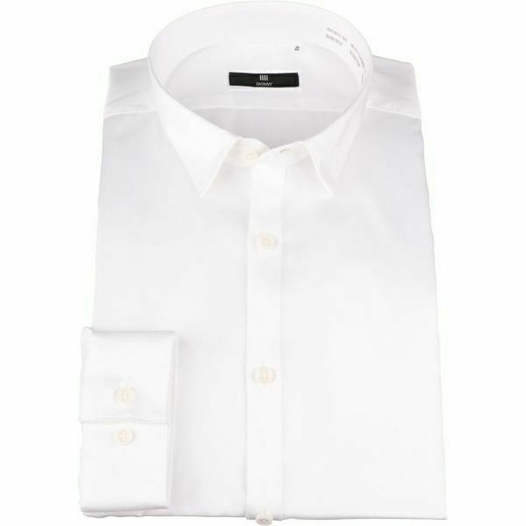 SUIT SELECT　アウトレット 【WEB限定/OUTLET/汚れ・シミ・変色・キズ等有】【SKINNY】【形態安定】ショートポイントドレスワイシャツ/ホワイト×ソリッド/ストレッチ 白