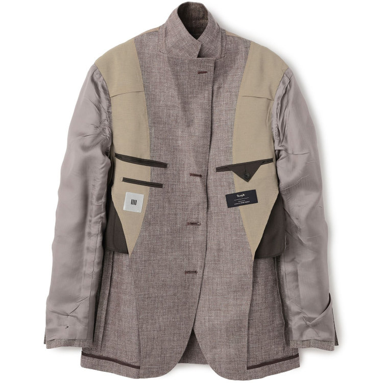シルバーライン 【CLASSICO TAPERED】【春夏】リネンウール3釦段返りシングルジャケット/ベージュ/パッチポケット/MARZOTTO 茶淡色