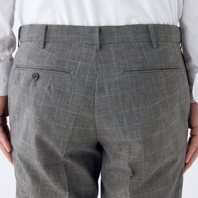 シルバーライン 【CLASSICO TAPERED】【春夏】1タックテーパードパンツ/グレー×チェック/ウエストムーブ/ウォッシャブル/4S SUSTAINABILITY&ECOLOGY FABRIC/※裾上げ済仕様 グレー中間