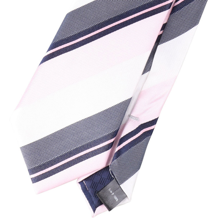SUIT SELECT　アウトレット 【WEB限定/OUTLET/汚れ・キズ等有】【BL】シルクストライプネクタイ 7.5cm幅/ピンク×ネイビー×ホワイト ピンク系(桃)