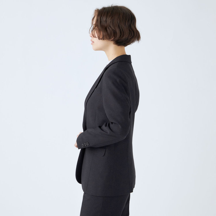 シルバーライン 【SL】【秋冬】1釦シングルパンツスーツ/ネイビー×ドビー/パンツウエストシャーリング/ウォッシャブル/※パンツ裾上げ済仕様 紺濃色