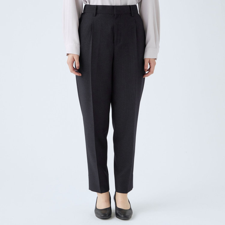 シルバーライン 【SL】【秋冬】1釦シングルパンツスーツ/ネイビー×ドビー/パンツウエストシャーリング/ウォッシャブル/※パンツ裾上げ済仕様 紺濃色