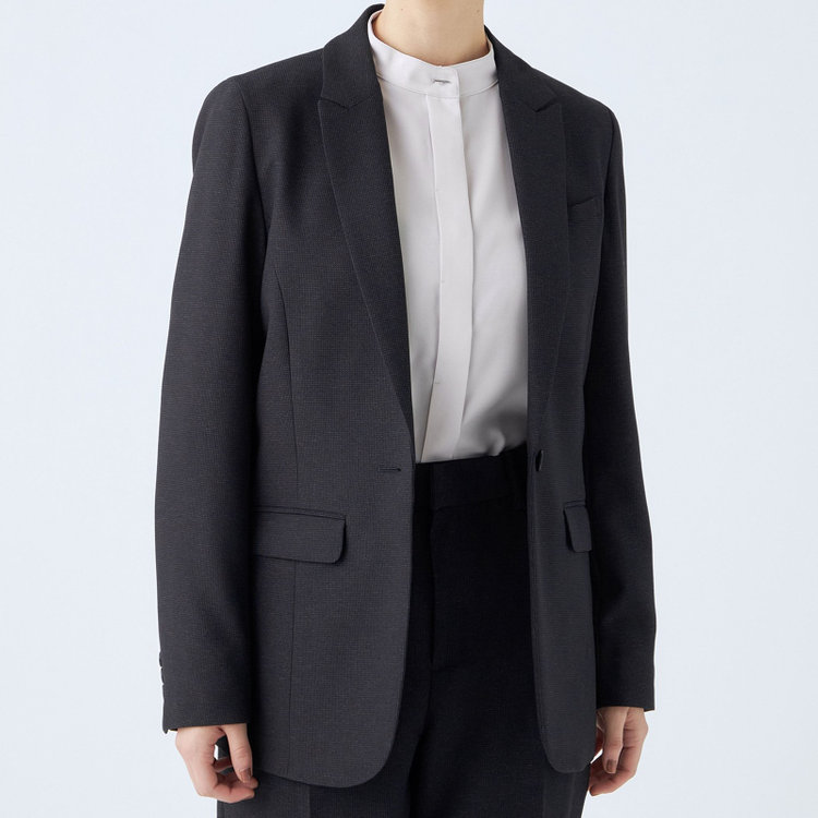 シルバーライン 【SL】【秋冬】1釦シングルパンツスーツ/ネイビー×ドビー/パンツウエストシャーリング/ウォッシャブル/※パンツ裾上げ済仕様 紺濃色