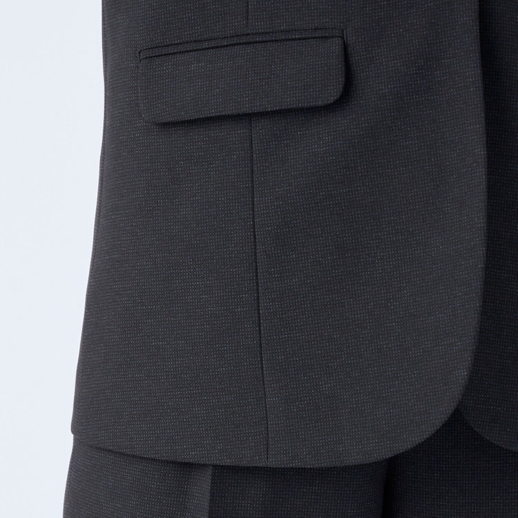 シルバーライン 【SL】【秋冬】1釦シングルパンツスーツ/ネイビー×ドビー/パンツウエストシャーリング/ウォッシャブル/※パンツ裾上げ済仕様 紺濃色