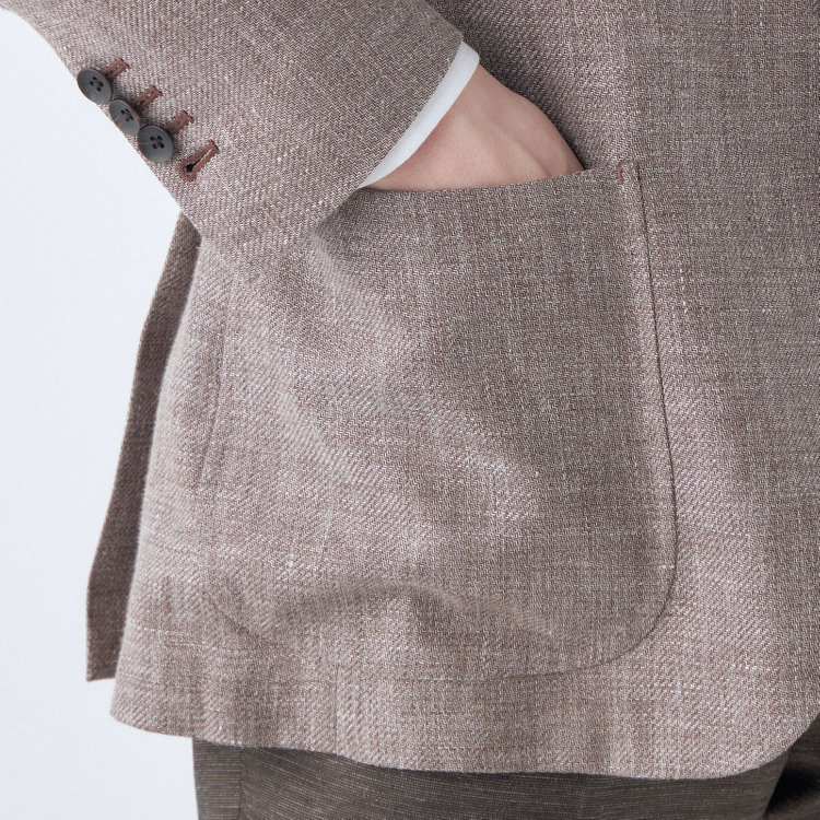 シルバーライン 【CLASSICO TAPERED】【春夏】リネンウール3釦段返りシングルジャケット/ベージュ/パッチポケット/MARZOTTO 茶淡色