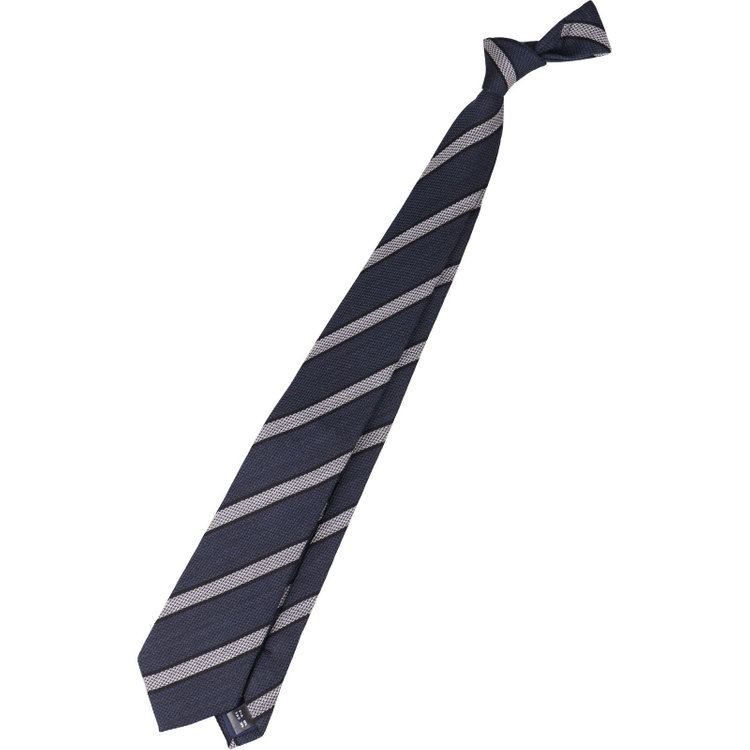 ブラックライン 【発送在庫あり】【BLACK LINE】ウールシルクストライプネクタイ 7.5cm幅/ネイビー×グレー/Finest fabrics by COMO ITALY その他