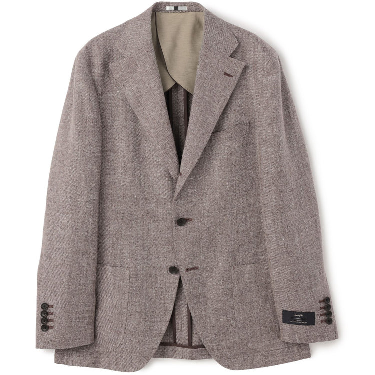 シルバーライン 【CLASSICO TAPERED】【春夏】リネンウール3釦段返りシングルジャケット/ベージュ/パッチポケット/MARZOTTO 茶淡色