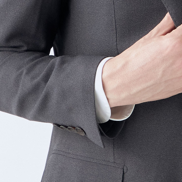 シルバーライン 【CLASSICO TAPERED】【秋冬】2釦シングルスリーピーススーツ 1タックテーパードパンツ/グレー/ウエストムーブ/4S SUSTAINABILITY&ECOLOGY FABRIC/※パンツ裾上げ済仕様 グレー中間