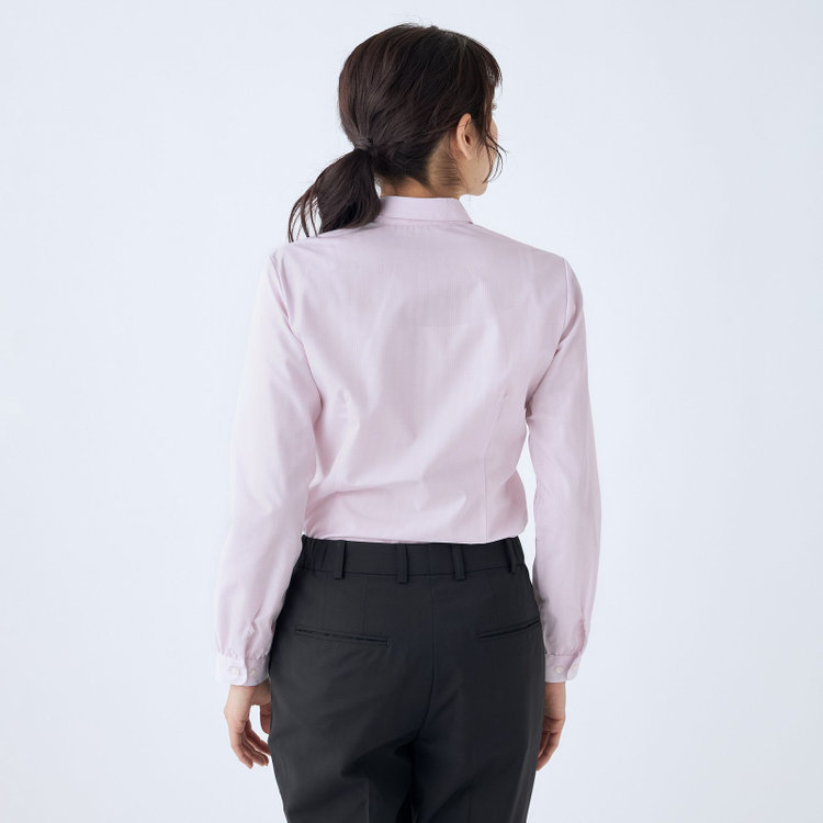 ソノタ 【SUIT SELECT×Samantha Thavasa】【長袖】リボン&フリル取り外しスキッパー/ピンク×ドビーストライプ 赤淡色