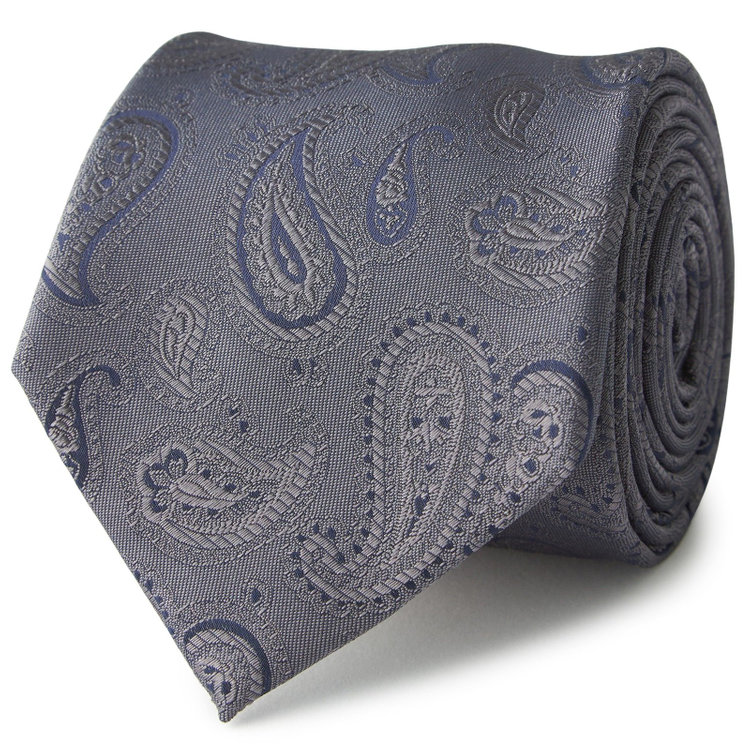 ブラックライン 【BLACK LINE】シルクブレンドペイズリーネクタイ 7.5cm幅/グレー その他