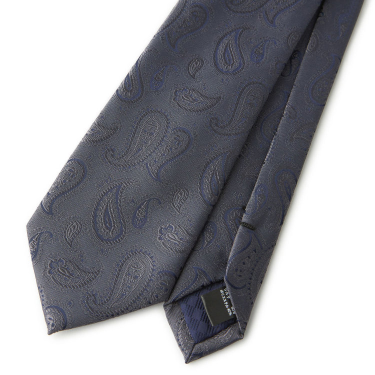 ブラックライン 【BLACK LINE】シルクブレンドペイズリーネクタイ 7.5cm幅/グレー その他