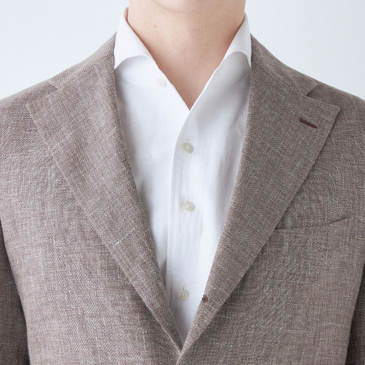 シルバーライン 【CLASSICO TAPERED】【春夏】リネンウール3釦段返りシングルジャケット/ベージュ/パッチポケット/MARZOTTO 茶淡色